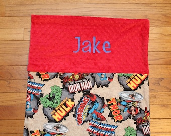 Superhero Nap Mat Cover with Minky head rest -Kindermat Cover - Preschool- Daycare - Kindergarten