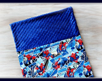 Spiderman Napmat Cover w/Minky head rest -Kindermat Cover - Preschool- Daycare - Kindergarten