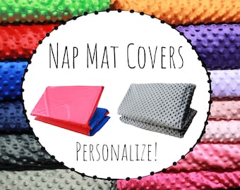 Minky Nap Mat Cover  - Kindermat Cover (1" or 2") Angeles Nap Mat - Preschool - Daycare - Kindergarten - Personalize