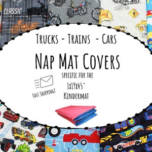 Nap Mat Covers - Misc Prints Available -1x19x45 Kindermat Covers  - Cars - Motorcycles - Trucks - Construction - Firetruck