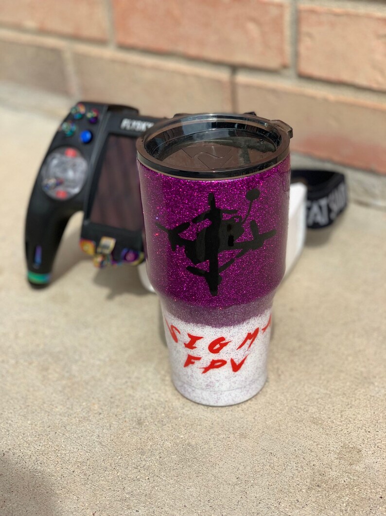 Custom FPV Drone Pilot Tumbler Glitter Dipped Tumbler Personalized Glitter Tumbler Personalized Tumbler Stainless Steel Tumbler
