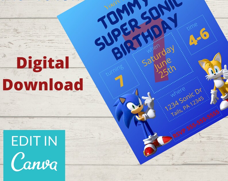 Sonic Birthday Invitation