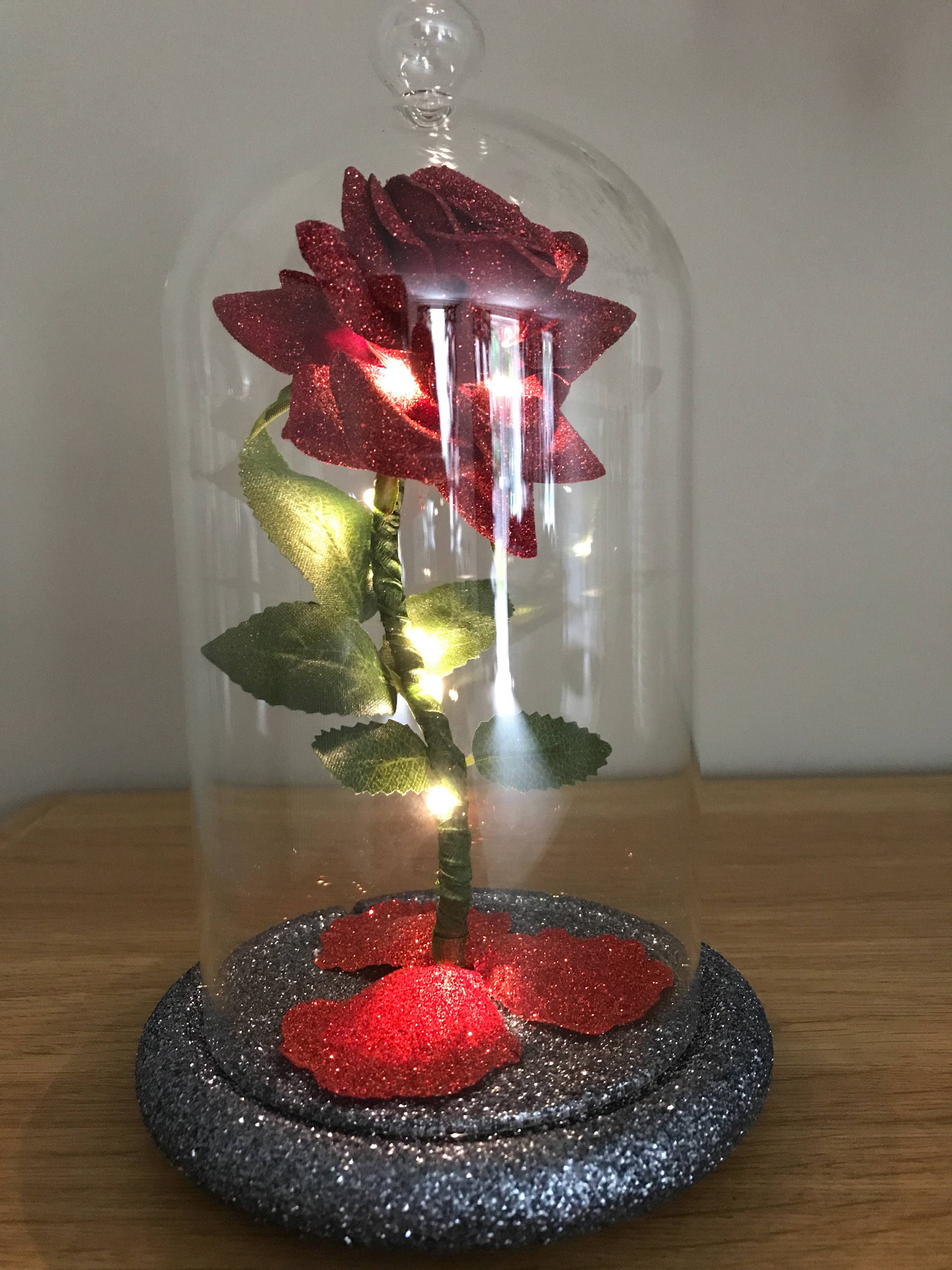 Beauty And The Beast Inspired Enchanted Red Rose bell jar Etsy