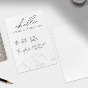 TEMPLATE Simple Mountain Bridesmaid Proposal Invitation