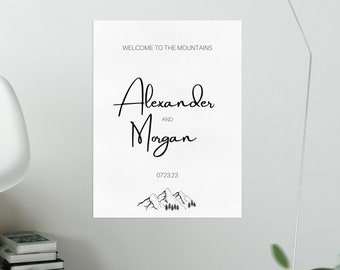TEMPLATE Simple Mountain Wedding Welcome Sign