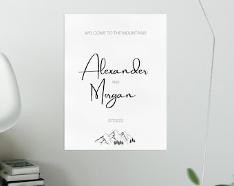 TEMPLATE Simple Mountain Wedding Welcome Sign
