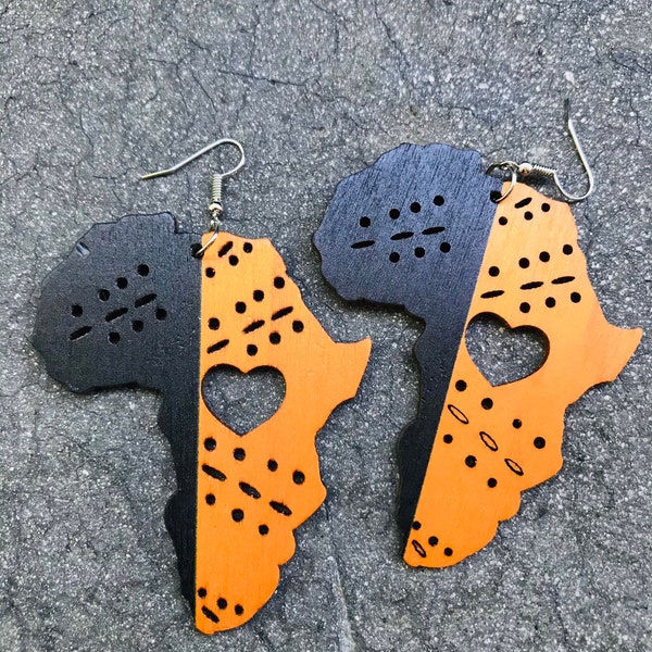 African Map Earrings, Africa Shaped Earrings, Shell Earrings, Afro Pick Earrings, Afro Comb Earrings, Ethnic Jewellery, Wooden Earrings