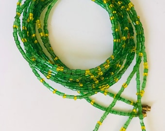 African waist beads, Green Waist beads, Green Belly beads, Belly beads, Body Jewellery, Beaded body Jewellery, Waist Jewelry, 32 INCHES
