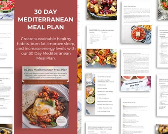 30 Day Mediterranean Diet Meal Plan Ebook | Printable Meal Plan | Digital Product