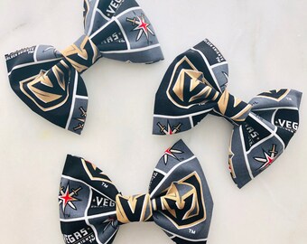 Vegas born hockey golden hair bow clip pin ribbon stanley cup kids girls accessories Stone Barbashev Marner Hill Eichel Karlsson