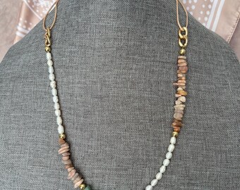 Modern Healing Stone Pearl  crystal necklace birthday gift summer personalized customized natural freshwater  jewelry