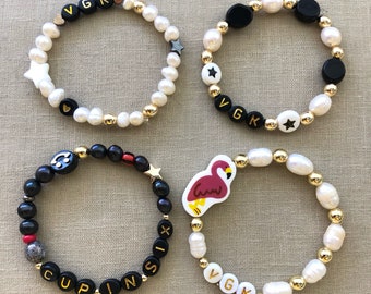 Vegas born hockey Stanley Cup playoff jewelry pearl wraparound bracelet stack personalize custom Stone Barbashev Marner Hill Eichel Karlsson