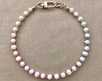 Summer Pearl necklace glass rainbow modern trendy necklace bracelet gold wedding birthday fun personalized jewelry pinterest y2k