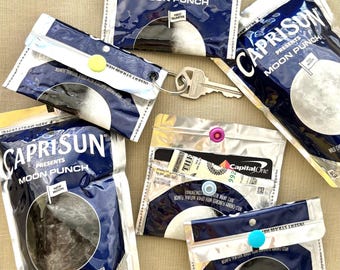Capri Sun Limited Edition Moon Phases GLOW in the Dark Recycled coin purse wallet Earth Day drink pouch keychain upcycle eco friendly planet