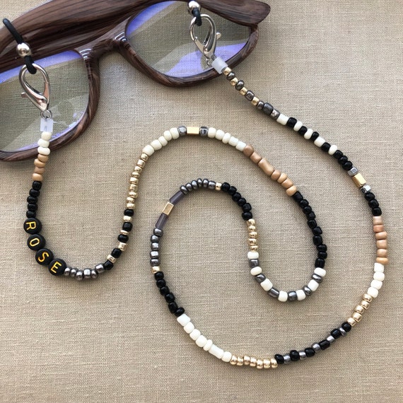 Mothers Day Gift Black White Beaded Eyeglasses Readers 