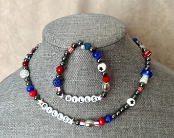 Buffalo football friendship charm necklace jewelry enamel playoffs