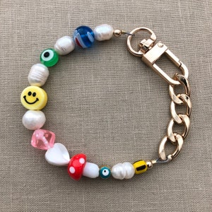 Happy Smiley Bracelet Gift Pearl Face Mushroom Murano mismatch gold jewelry evil eye crystal gold good ian lucky yin yang charms dice trendy