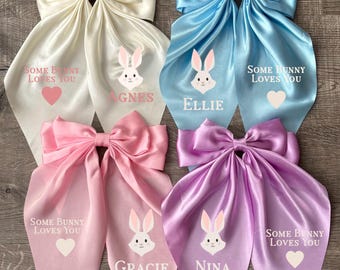 Easter Bunny Personalized Satin Hair Bows Clips French Coquette Accessory