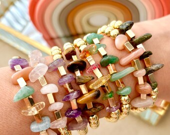 18k Gold filled bead stackable bracelet crystals modern jewelry healing stones trendy jewelry y2k pinterest