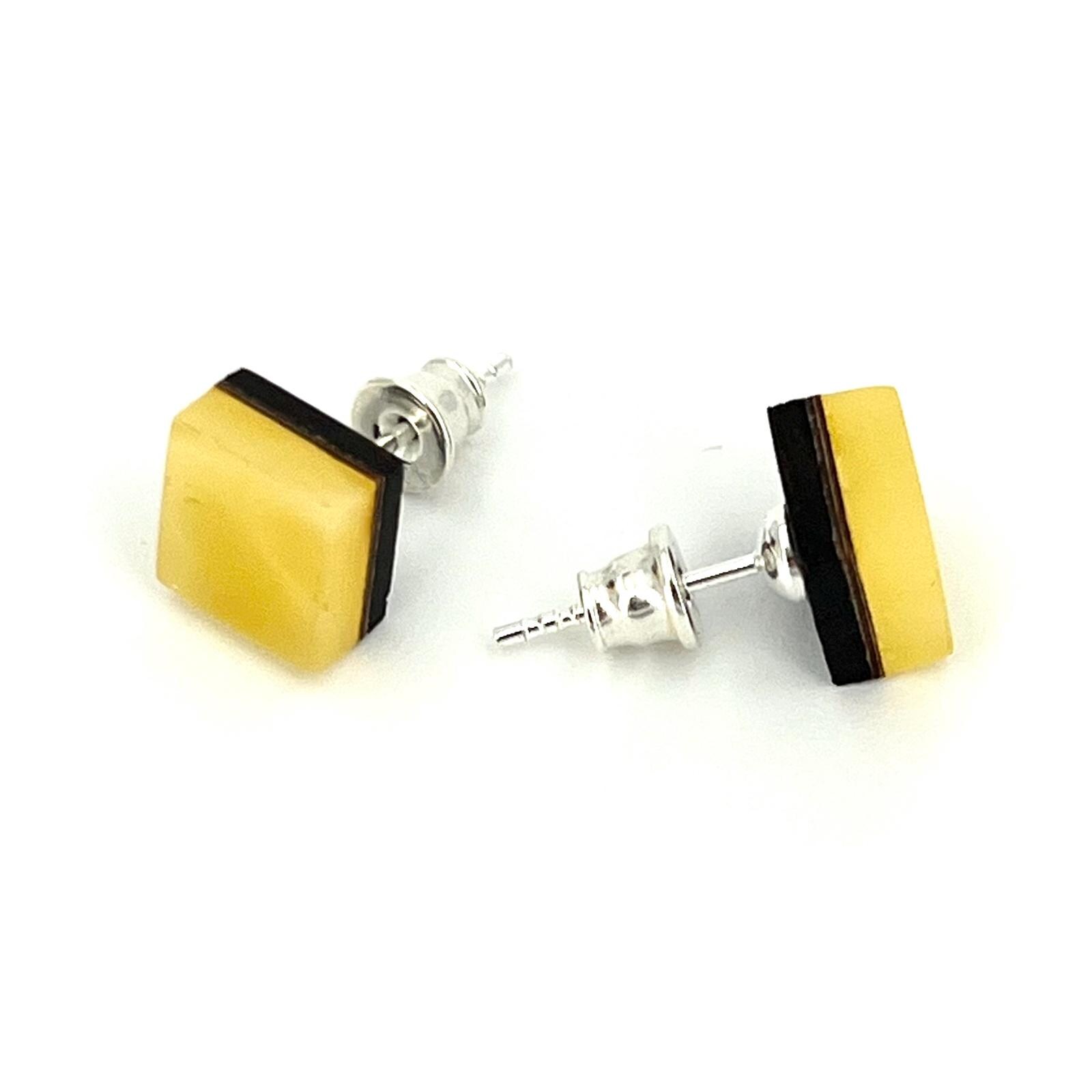 Amber, Silver, and Black Oak Cube Earrings 8x8x5mm - Etsy