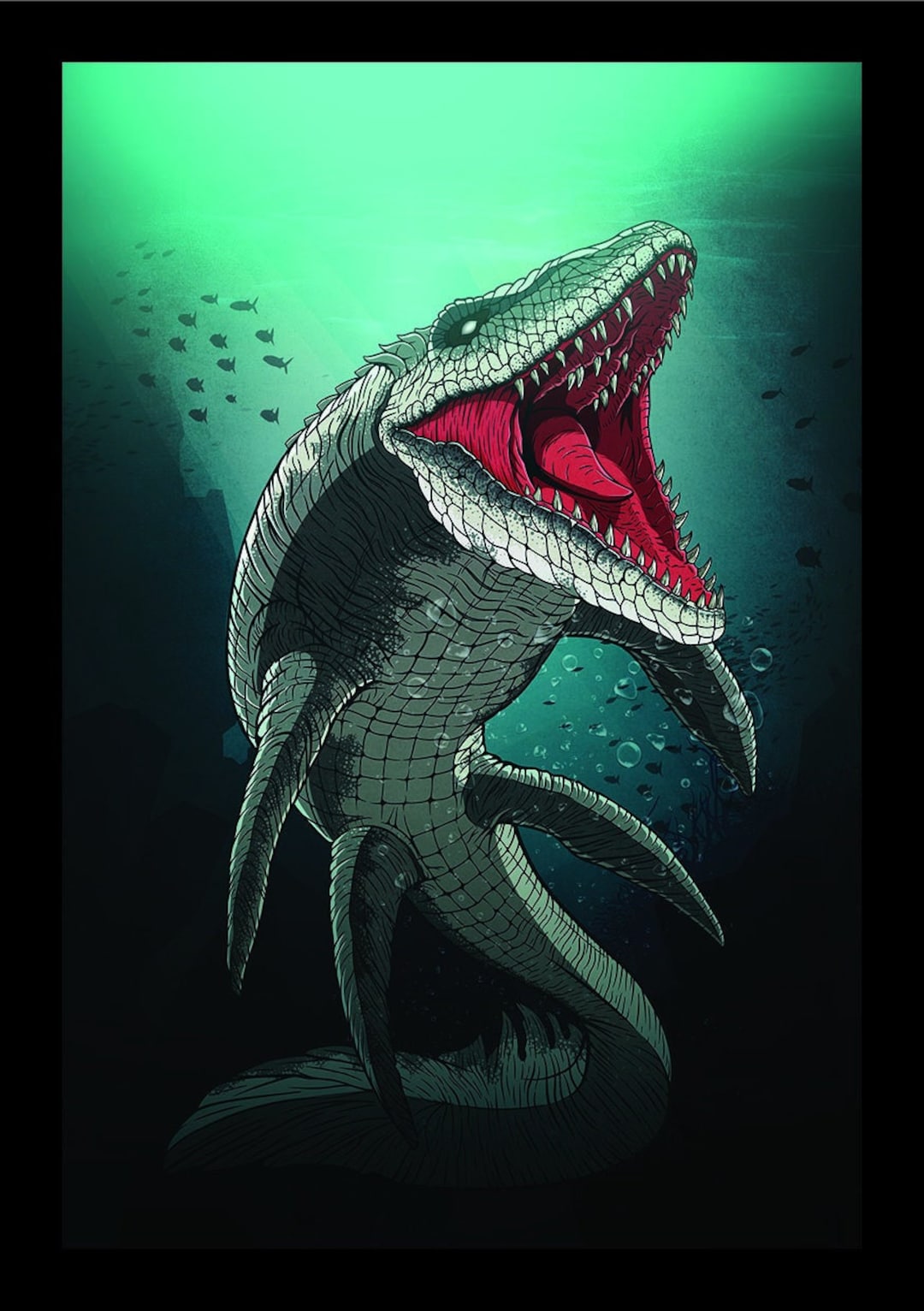 Giant Mosasaurus Features in Jurassic World Poster