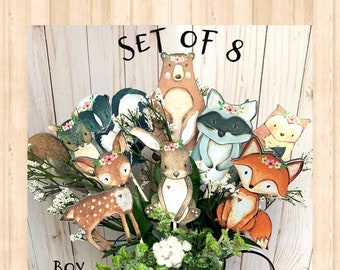 Woodland baby shower decorations boy girl, girl boy woodland baby shower animals animal decorations, woodland deer fox centerpiece set