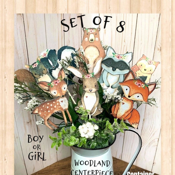 Woodland baby shower decorations boy girl, girl boy woodland baby shower animals animal decorations, woodland deer fox centerpiece set