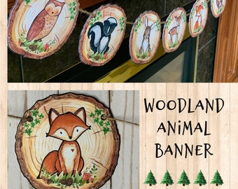 Woodland baby shower decorations boy, Woodland Baby shower banner boy, woodland baby shower garland, woodland Nursery decorations woodslice