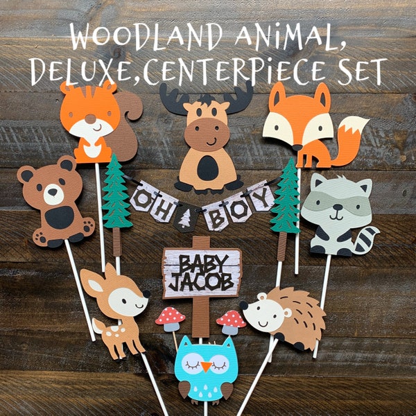 Woodland animals diaper cake kit, Woodland animal diaper cake set, Woodland baby shower diaper cake decorations, Woodland animal centerpiece