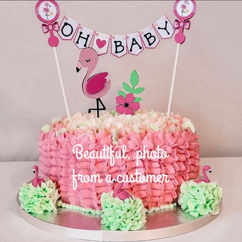 Flamingo Themed Baby Shower Cake Topper Pink Flamingo Baby Etsy