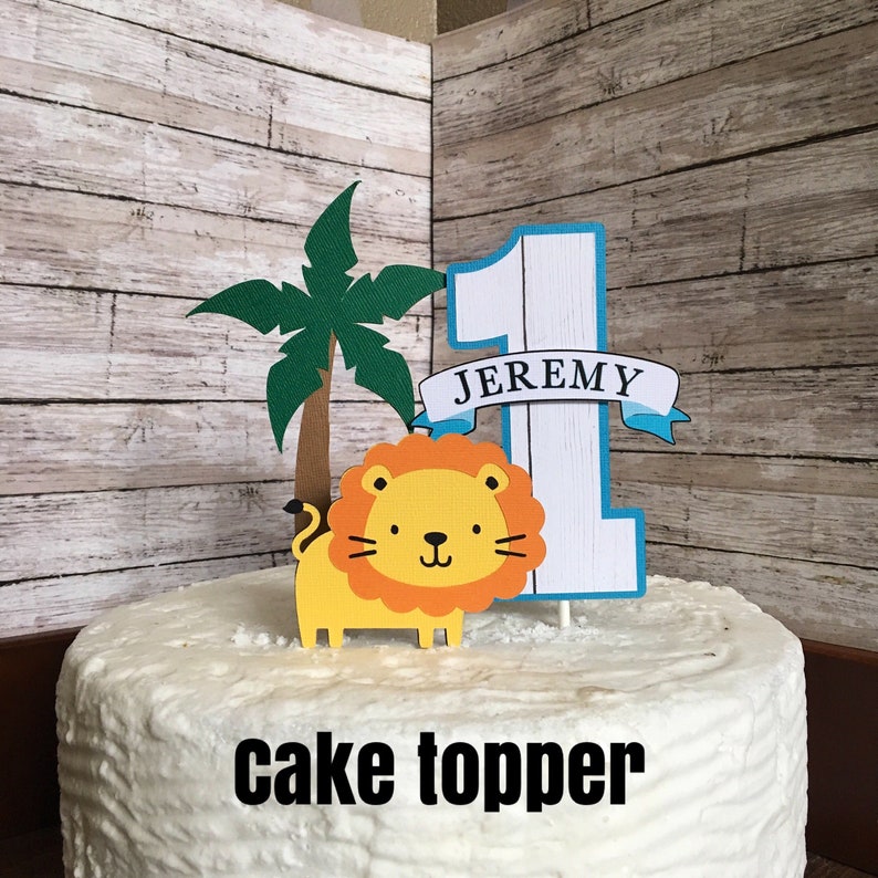 Boy Jungle Safari 1st First Birthday Cake Topper Jungle Etsy