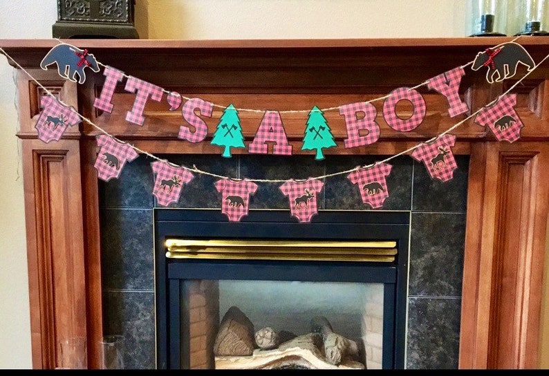 Red And Black Buffalo Plaid Lumberjack Baby Shower Banner Etsy