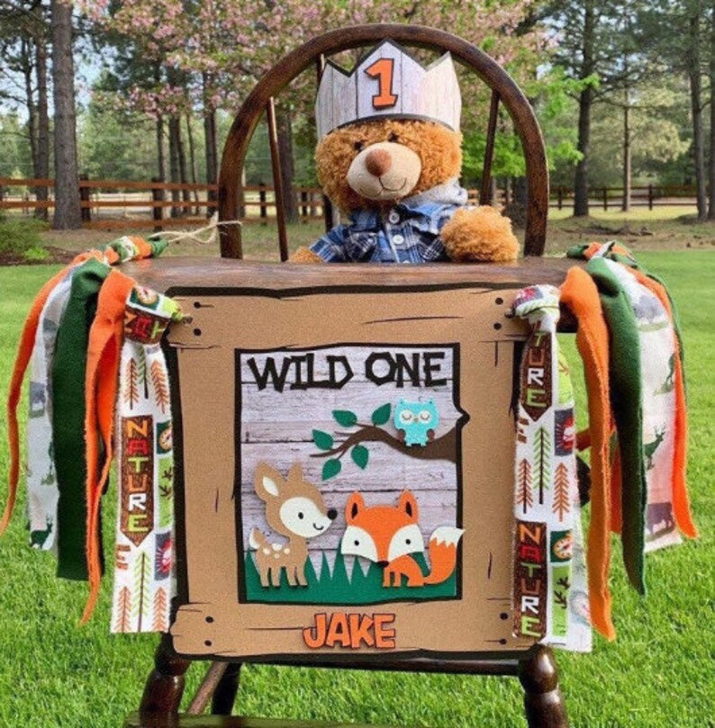 Woodland First 1st Birthday Party Wild One High Chair Etsy