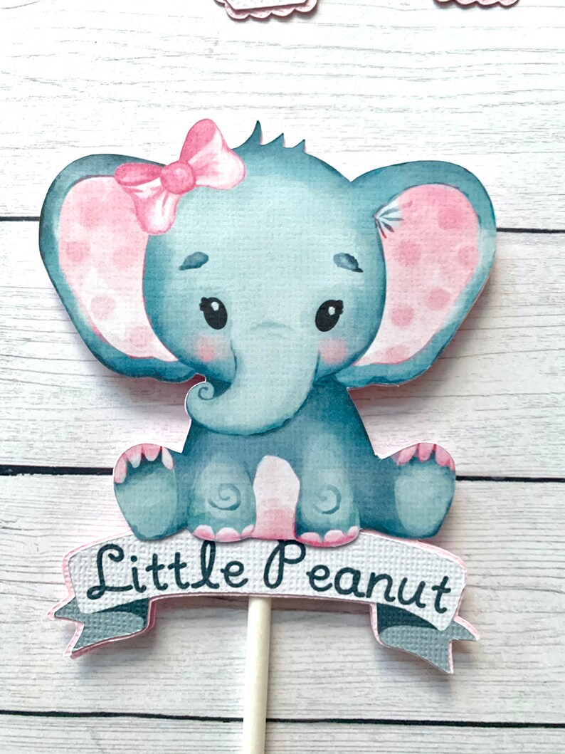 Elephant Baby Shower Cake Topper Girl Elephant Cake Topper Etsy