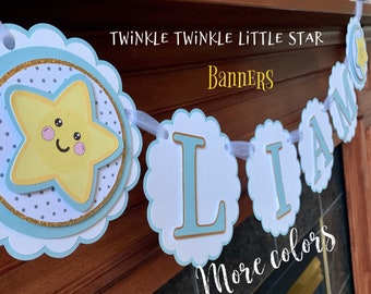 Twinkle twinkle little star baby shower decorations, twinkle twinkle little star baby shower banner, twinkle twinkle little star name banner