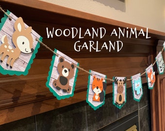 Woodland animal garland banner boy girl, Woodland theme Baby shower banner, woodland theme Nursery decoration boy girl, woodland party decor