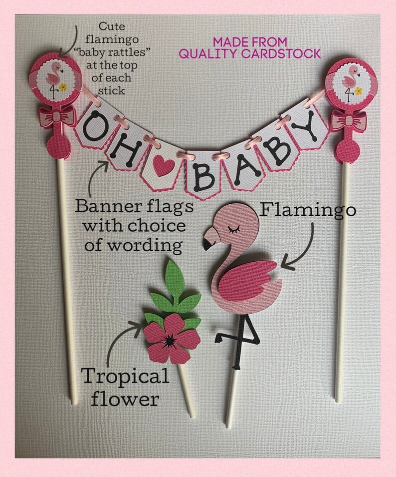 Flamingo Themed Baby Shower Cake Topper Pink Flamingo Baby Etsy