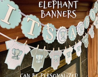 Elephant baby shower decorations boy, elephant baby blue banner decorations, elephant decorations signs swag garland banner boy, elephant