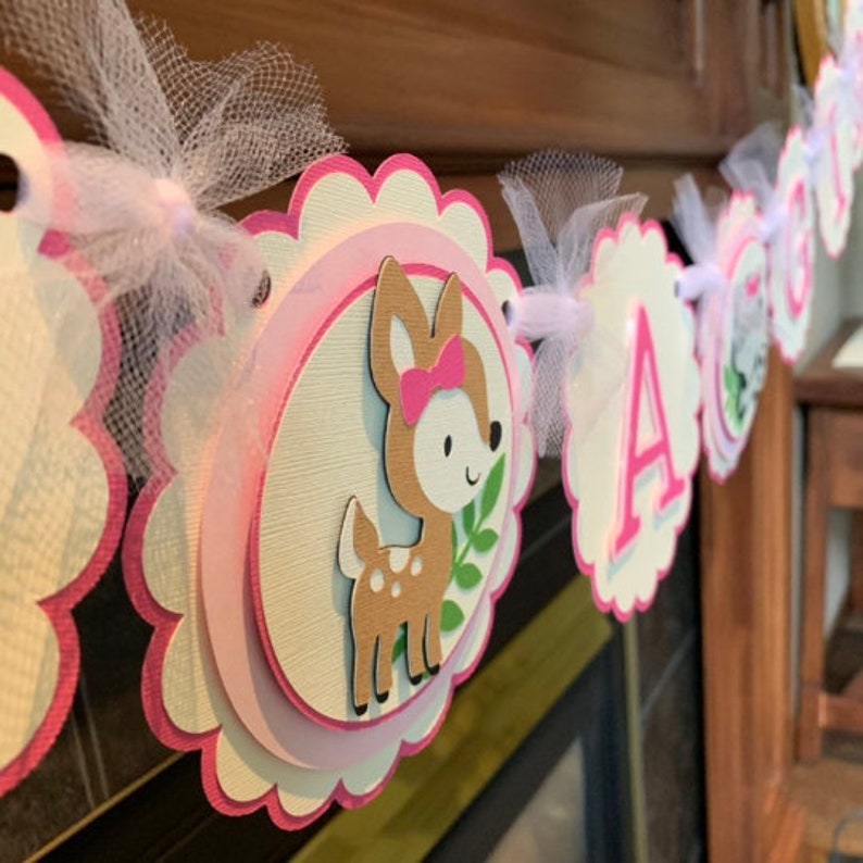 Girl Woodland Baby Shower Banner Girl Woodland Theme Baby Etsy