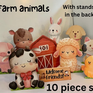 Farm animal centerpiece set, farm animal party props, farm theme baby shower centerpieces, farm themed birthday decorations, baby shower boy