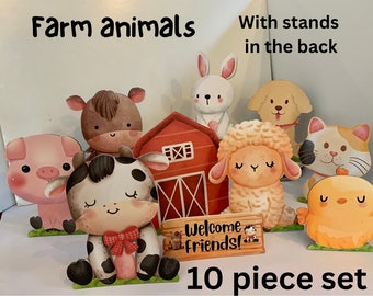 Farm animal centerpiece set, farm animal party props, farm theme baby shower centerpieces, farm themed birthday decorations, baby shower boy