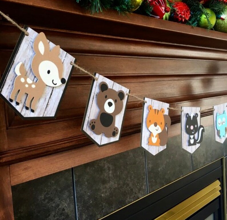 Woodland Animal Garland Banner Boy Girl Woodland Theme Baby Etsy