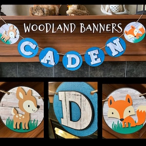 Woodland animal garland banner boy girl, Woodland theme Baby shower banner, woodland theme Nursery decoration boy girl, woodland party decor