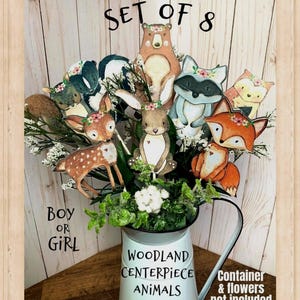 Woodland baby shower decorations boy girl, girl boy woodland baby shower animals animal decorations, woodland deer fox centerpiece set