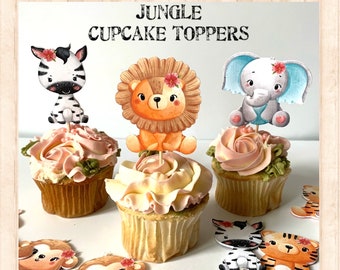 Jungle Animal Cupcake Toppers: Safari Party Decorations, Set of 14
