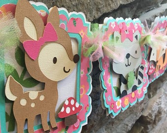 Woodland animal baby shower decoration, woodland animal baby shower garland, woodland animal baby shower animal garland, deer sign