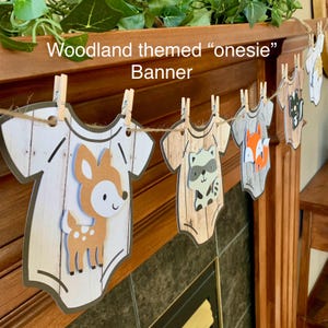 Woodland Animal Baby Shower Garland: Onesie Banner