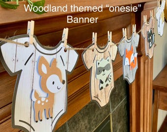 Woodland Animal Baby Shower Garland: Onesie Banner