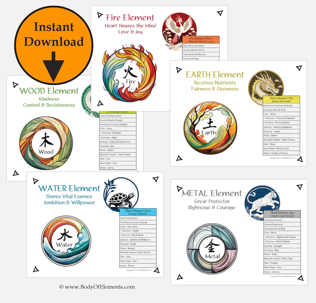 5 Five Elements Heavenly Creatures Acupuncture Digital Download