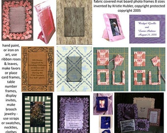 8 Sizes Photo Frame Patterns Bundle Download Fabric Covered Mat Board Cardboard